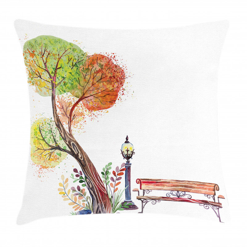 Autumn Day in Park Vintage Pillow Cover