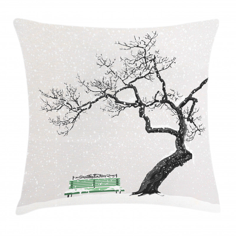Retro Bench and Tree Pillow Cover