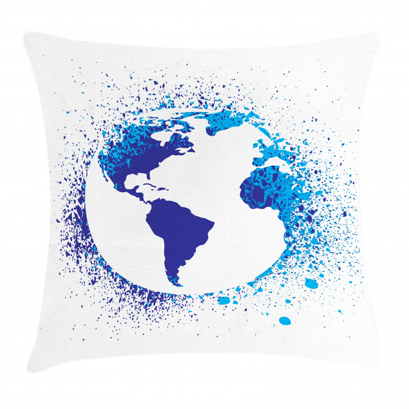 Globe Ink Effect Map Pillow Cover