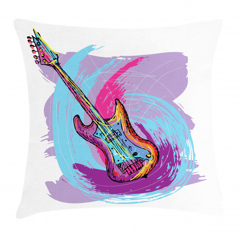 Hand Drawn Guitar Grunge Pillow Cover