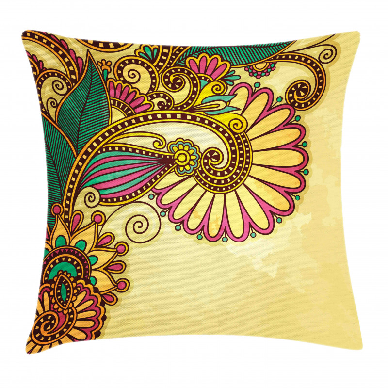 Paisley Flowers Leaves Pillow Cover