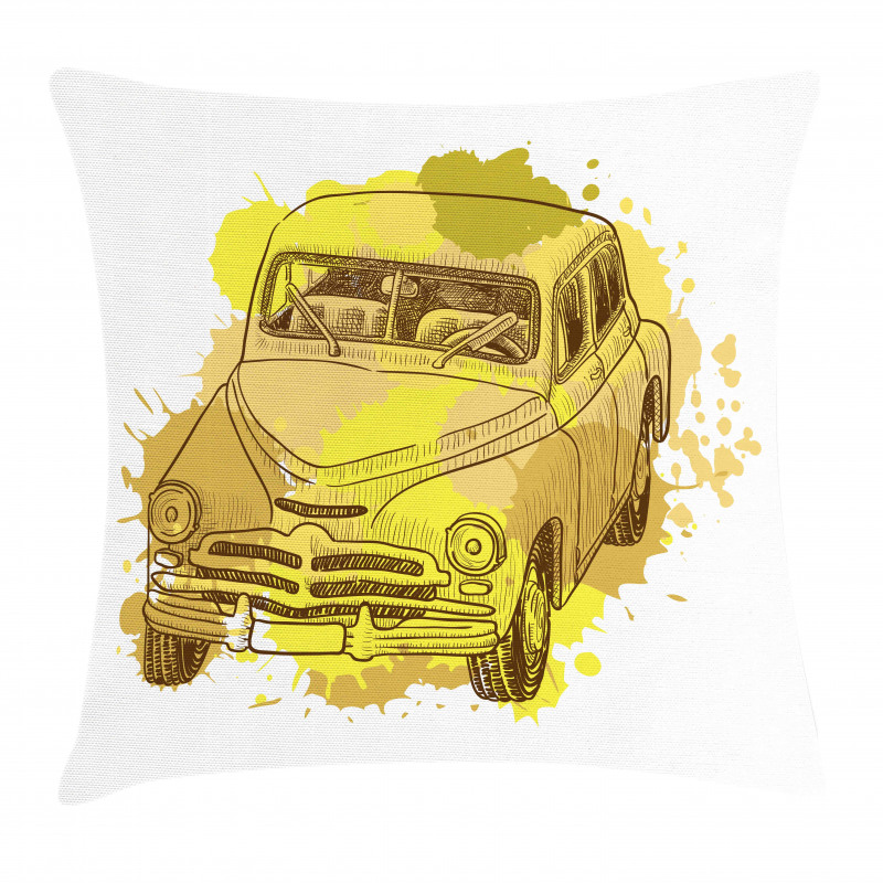 Retro Car Splash Pillow Cover