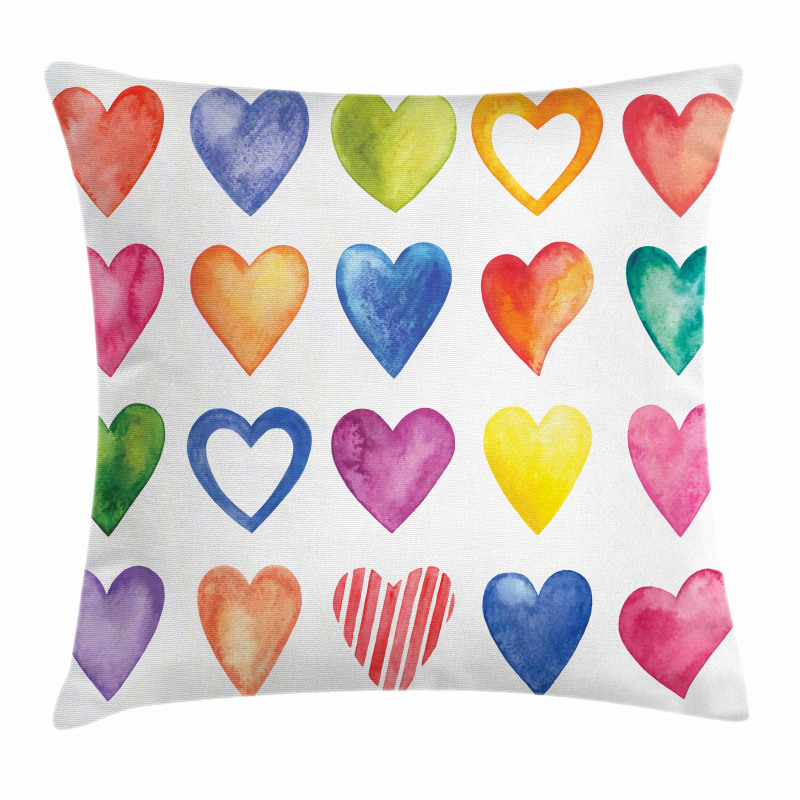 Watercolor Heart Romance Pillow Cover