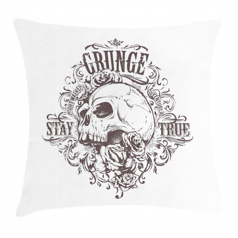 Skull Rose Grunge Pillow Cover