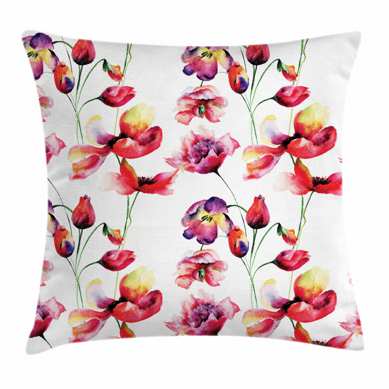Blooming Tulip Poppy Pillow Cover