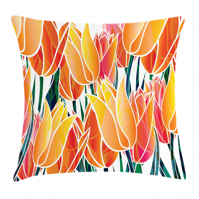 Floral Tulip Garden Pillow Cover