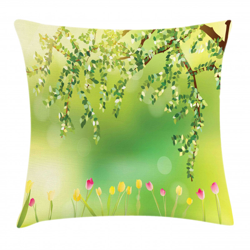 Colorful Tulips Tree Pillow Cover