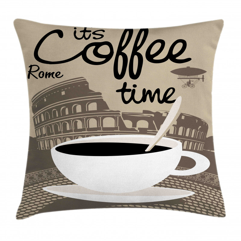 Rome Landmark Drink Cup Pillow Cover