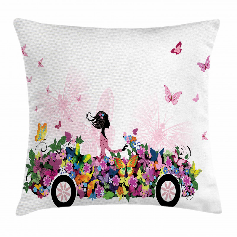 Floral Car Butterflies Pillow Cover