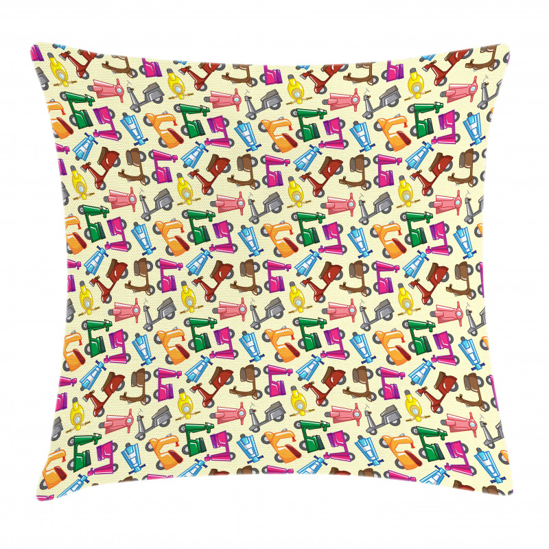 Colorful Motorcycles Pillow Cover