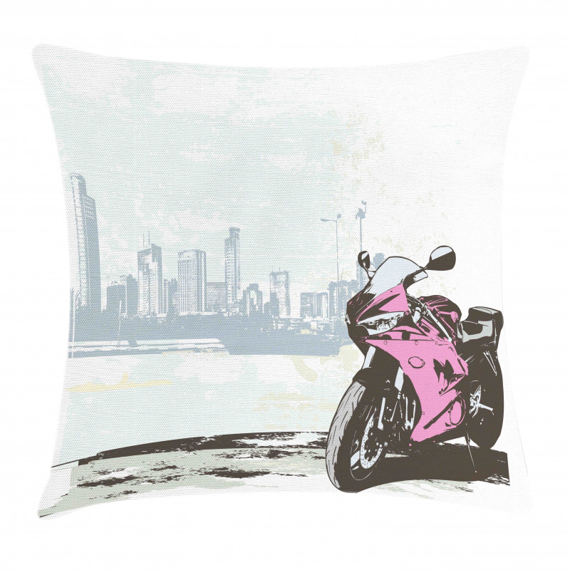 Motorbike by River Pillow Cover