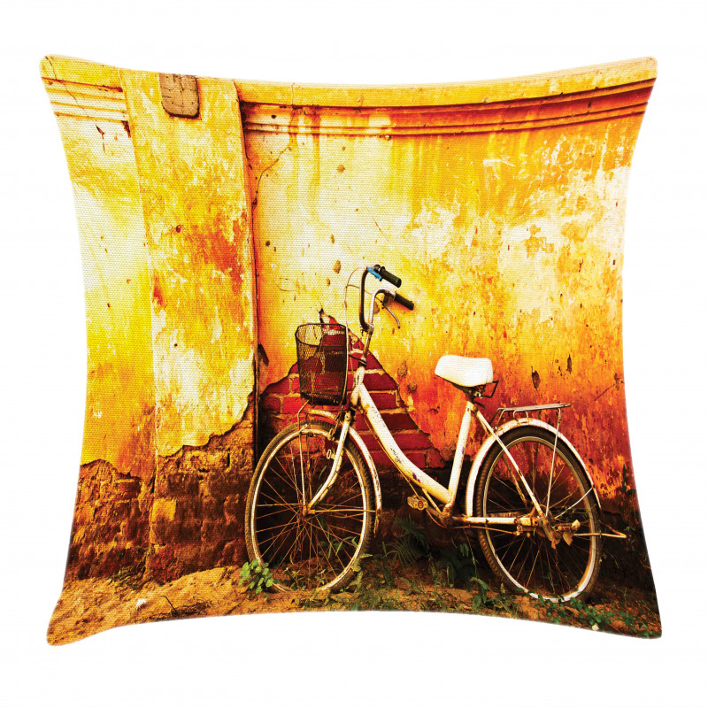 Bike Rusty Cracked Wall Pillow Cover