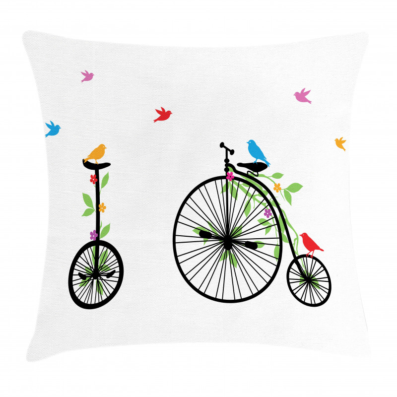 Flying Birds Flowers Pillow Cover