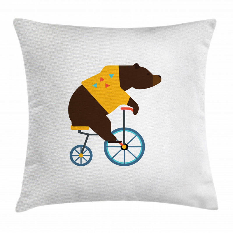 Bear Bicycle Circus Pillow Cover