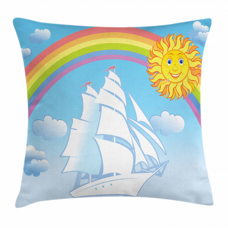 Motivational Ship Rainbow Pillow Cover
