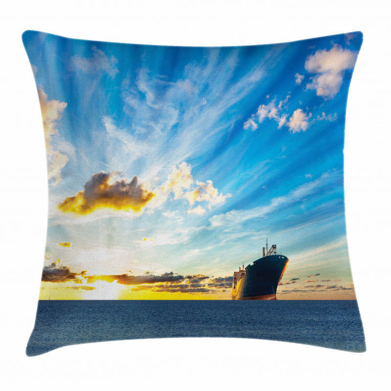 Sea at Sunset Ship Pillow Cover
