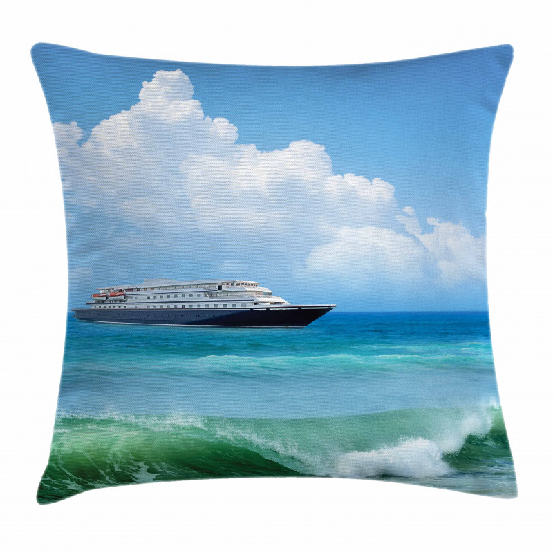 Waves Ship Travel Pillow Cover