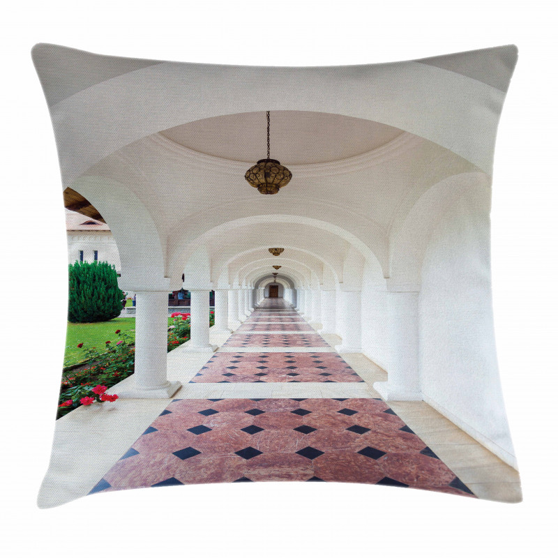 Arched Colonnade Hallway Pillow Cover