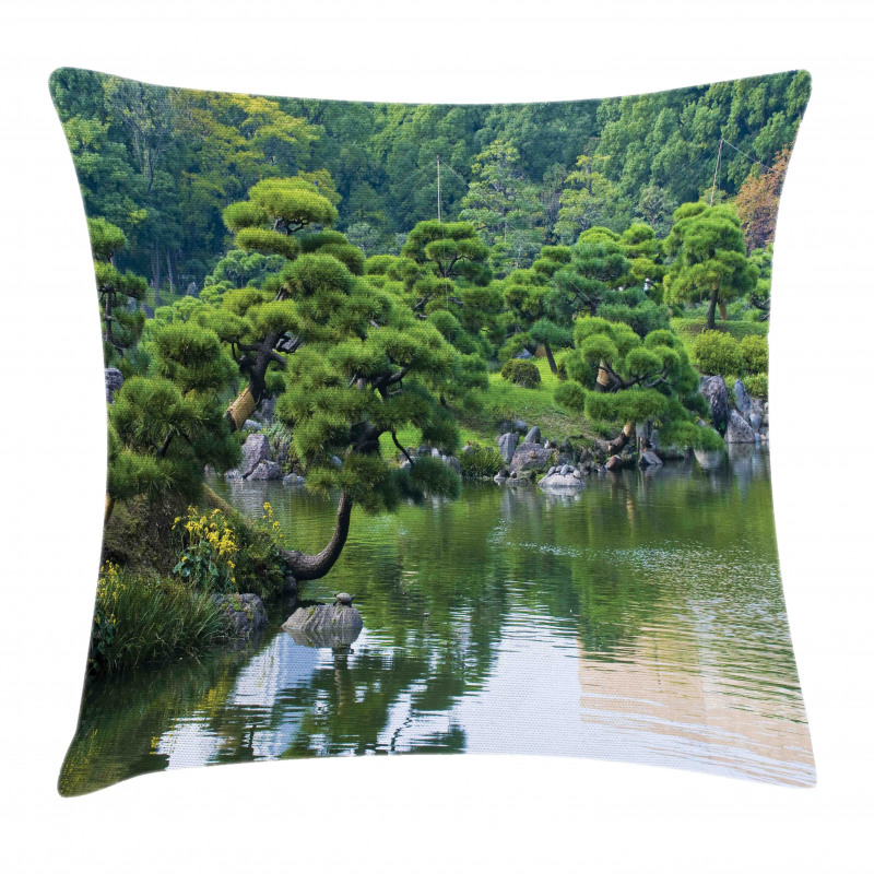 River Landscape Trees Pillow Cover