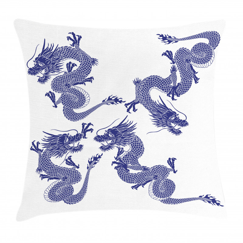 Japanese Dragons Mythical Pillow Cover