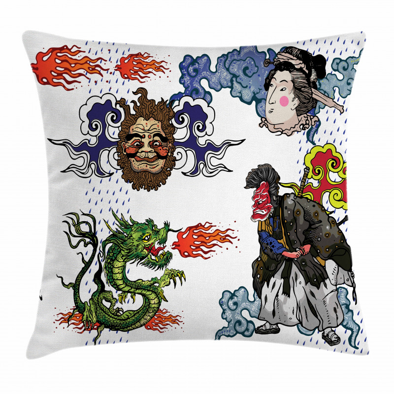 Manga Style Dragon Pillow Cover