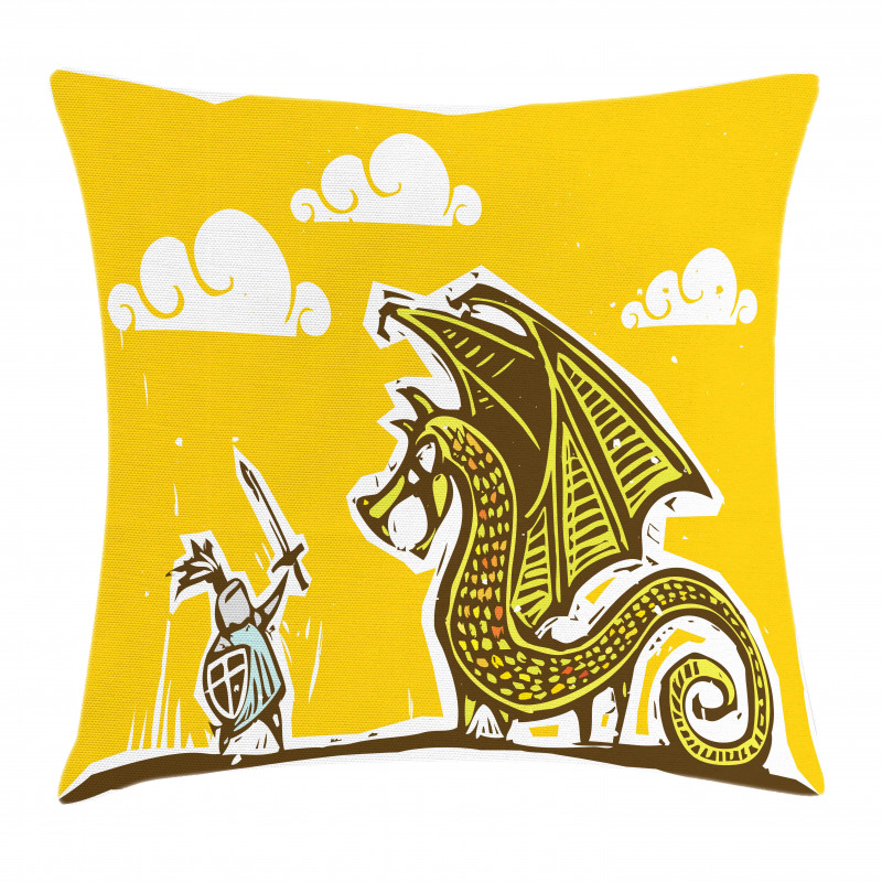 Knight with Dragon Pillow Cover