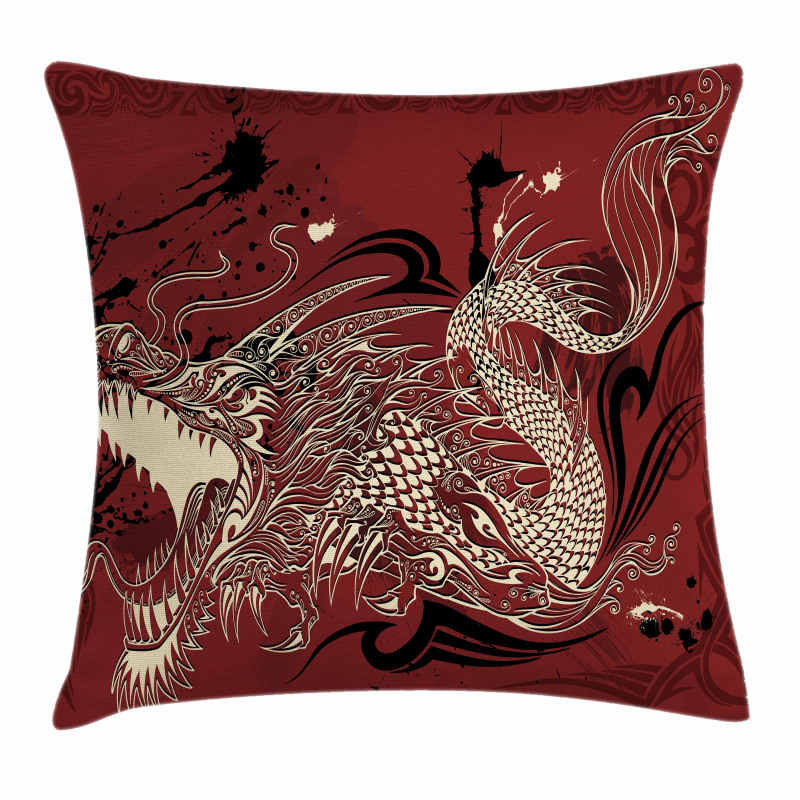 Japanese Dragon Doodle Pillow Cover