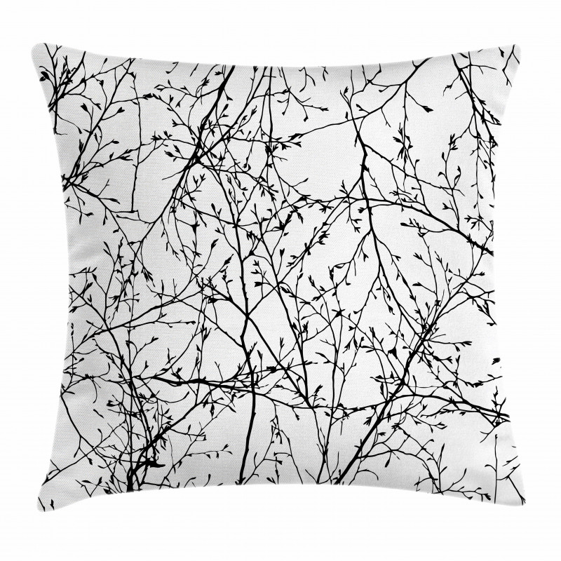 Branches with Leaves Buds Pillow Cover