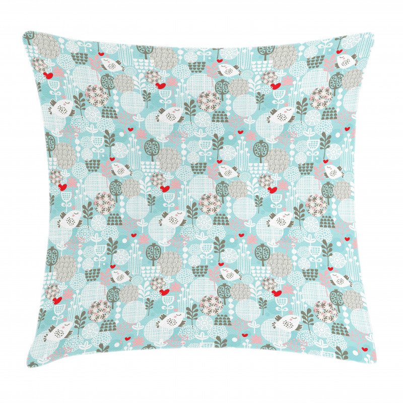 Birds Hearts Flowers Pillow Cover