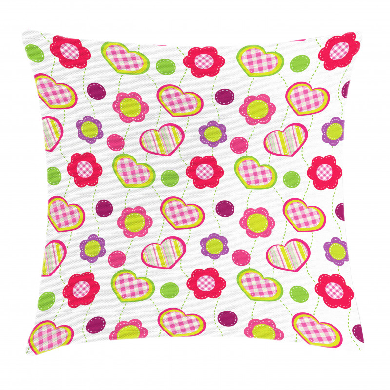 Flowers Heart Shapes Pillow Cover