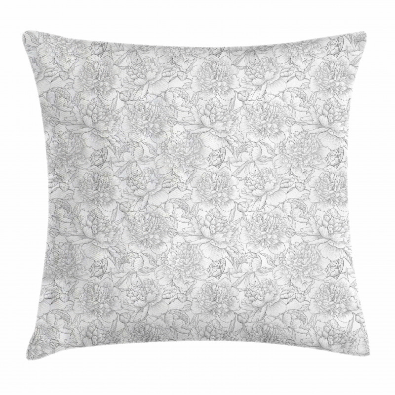 Peonies with Leaves Bud Pillow Cover