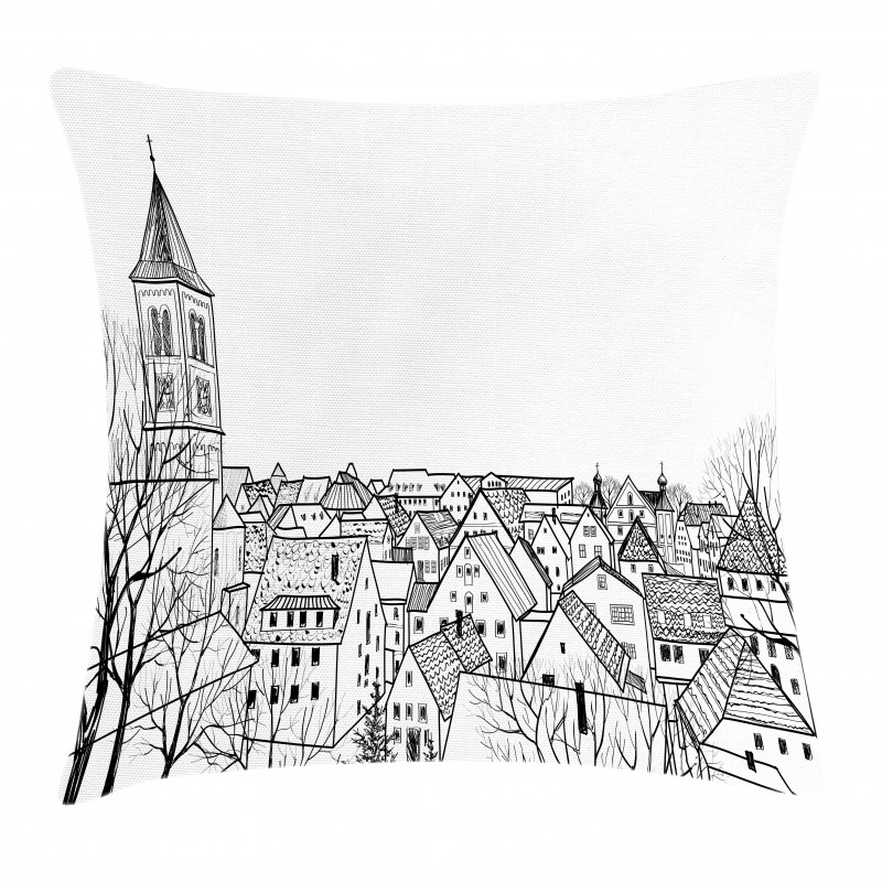 Sketch Style Cityscape Pillow Cover
