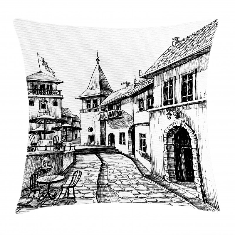 Old Town Street Peaceful Pillow Cover