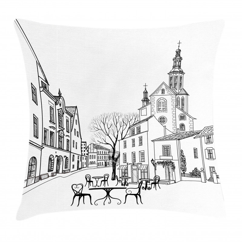 Old City Sketch Pillow Cover