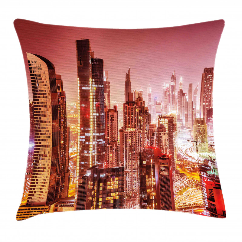 Dubai Night Cityscape Pillow Cover