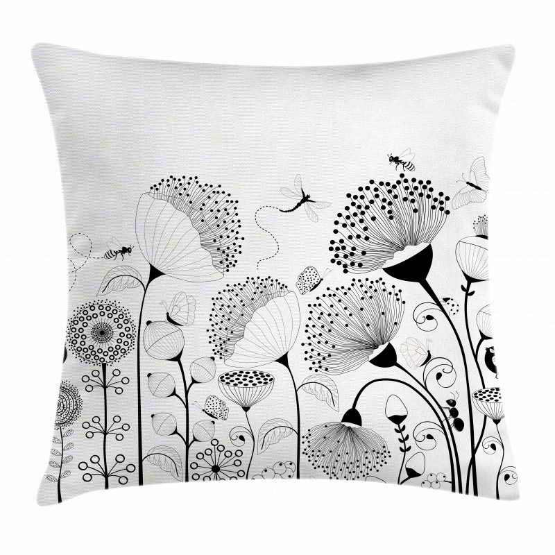 Blooming Flower Bee Pillow Cover