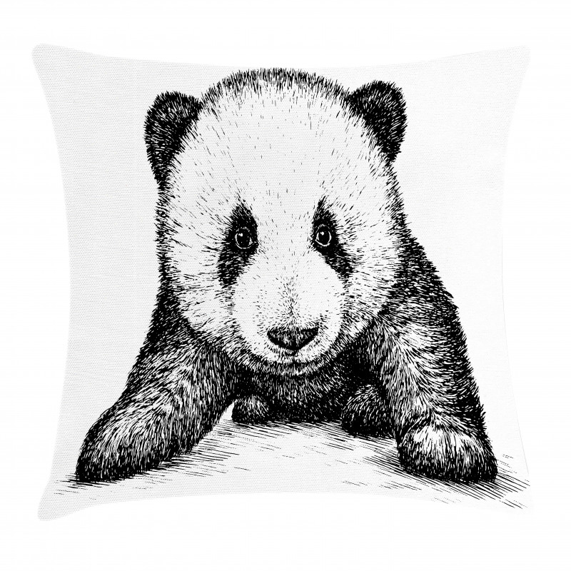 Baby Panda Bear Sketch Pillow Cover