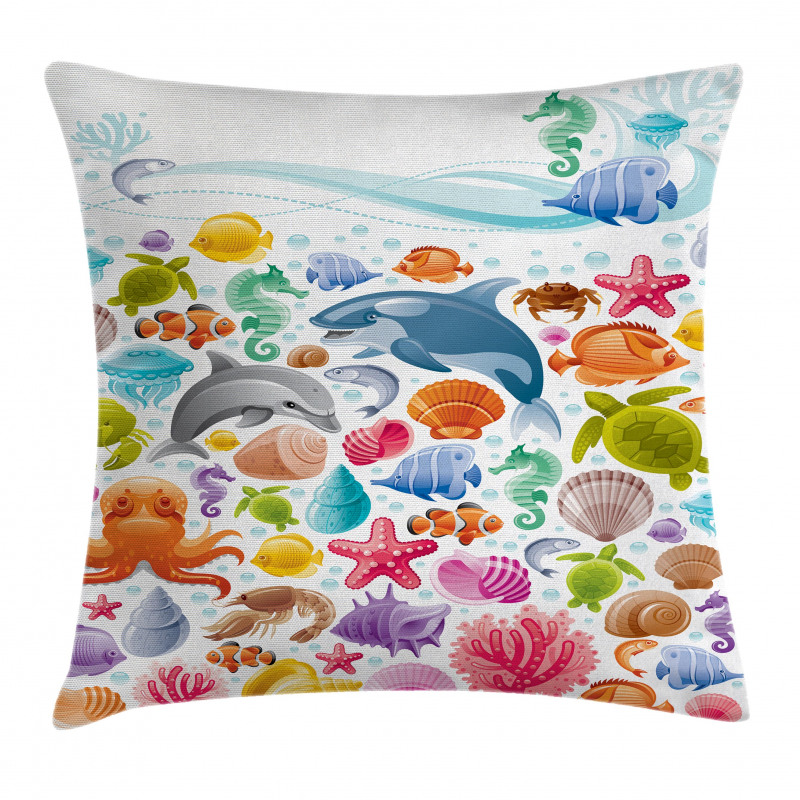 Ocean Fauna Design Pillow Cover