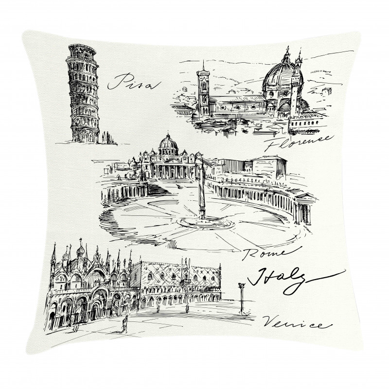 Italian Landmarks Travel Pillow Cover