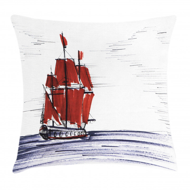 Saliling Ship on Sea Pillow Cover