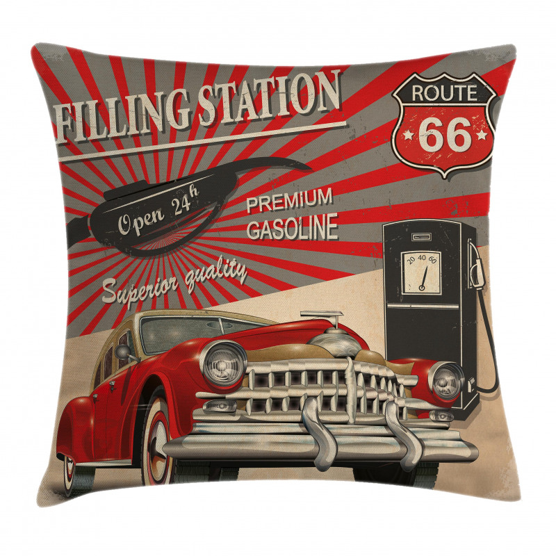 Retro Poster Effect Pillow Cover