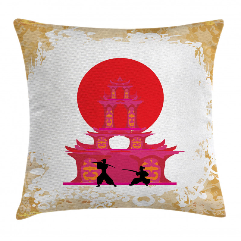 Medieval Landscape Sunset Pillow Cover