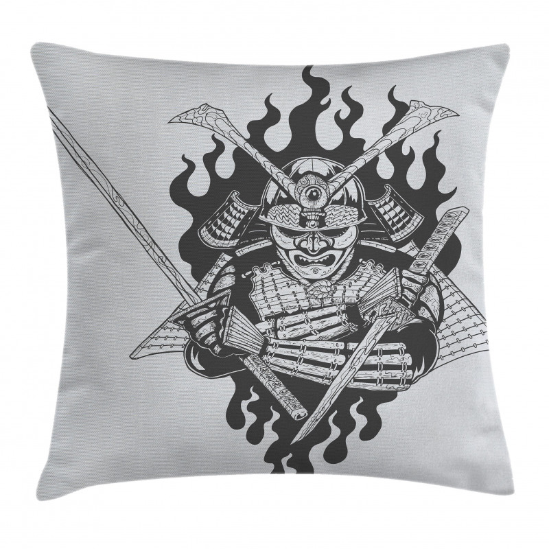 Ghost Ninja Fire Oriental Pillow Cover