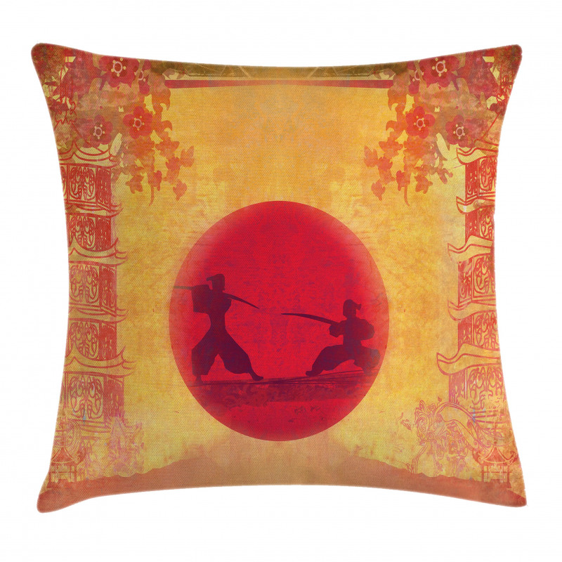 Ninjas Vintage Sunset Pillow Cover