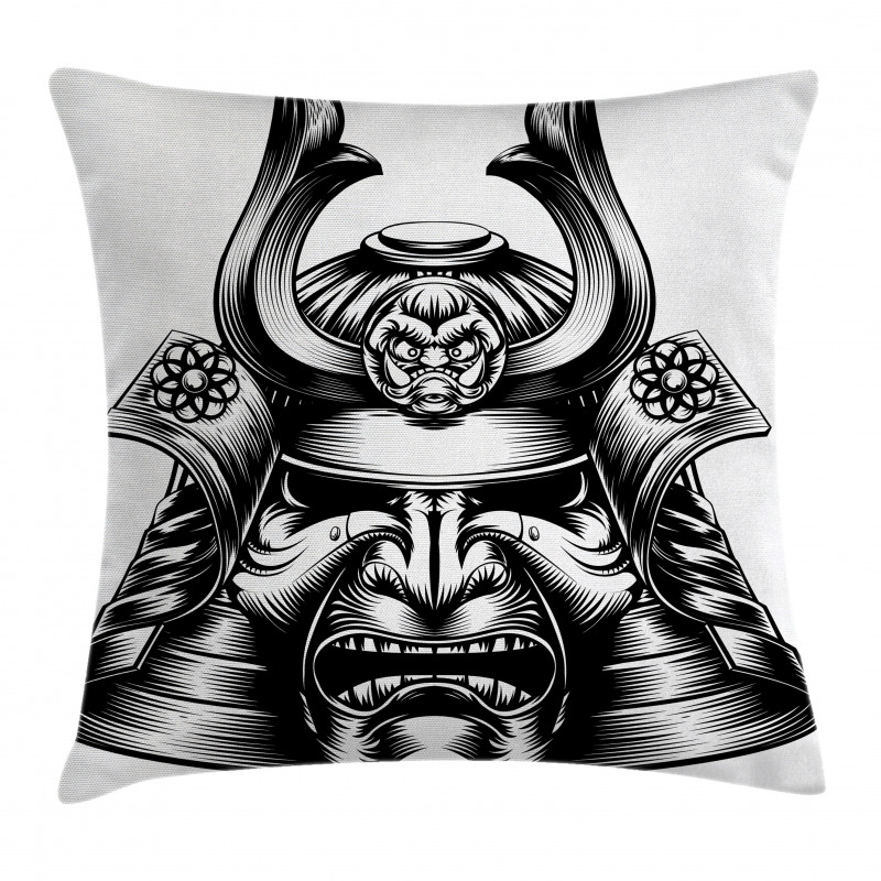 Samurai Mask Martial Pillow Cover