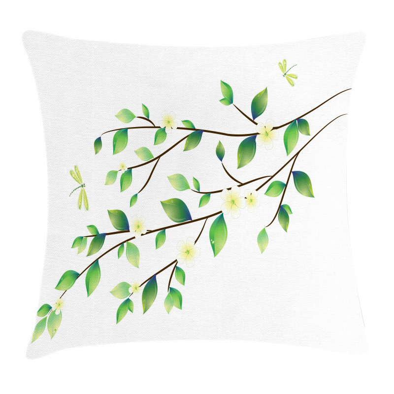 Flower and Dragonflies Pillow Cover