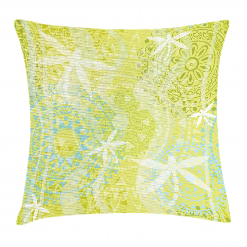Dragonfly over Mandala Pillow Cover