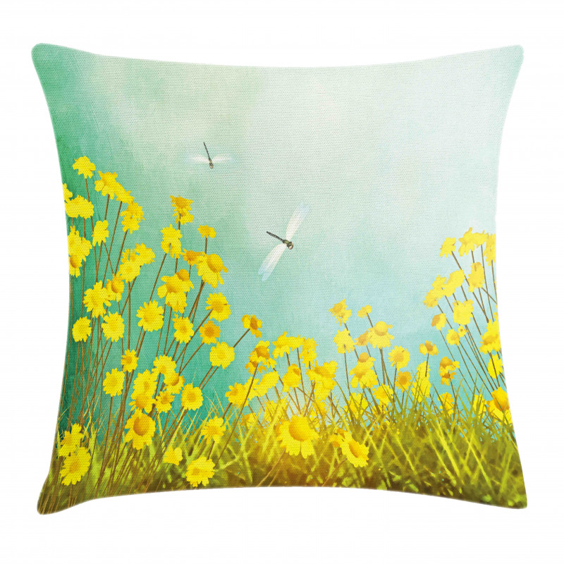 Daisies and Dragonflies Pillow Cover