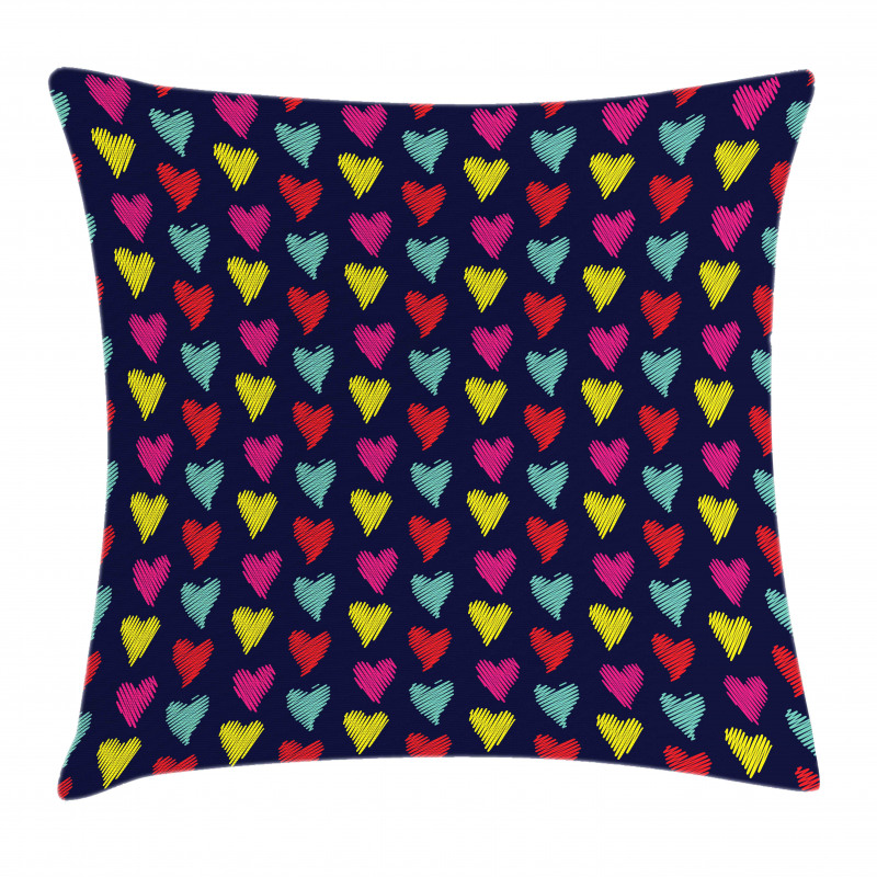 Hearts Love Happy Pillow Cover