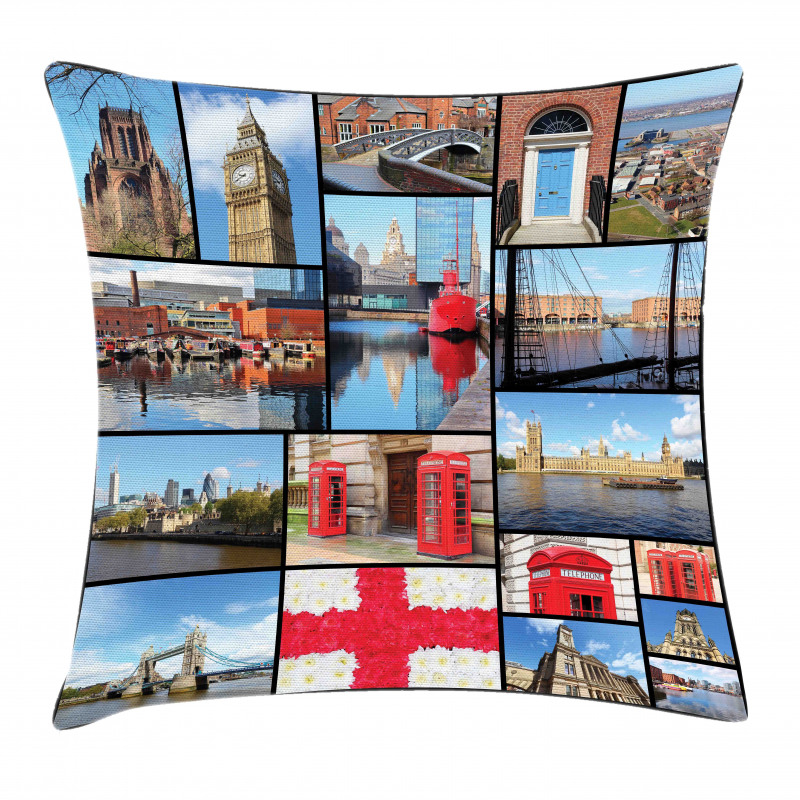 City Landmarks Floral Pillow Cover